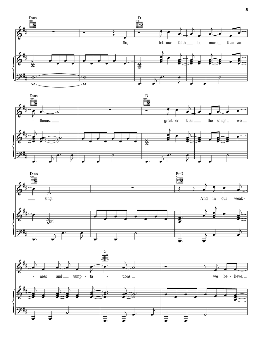 We Believe We Believe Piano, Vocal, Guitar scores gallery preview page 5
