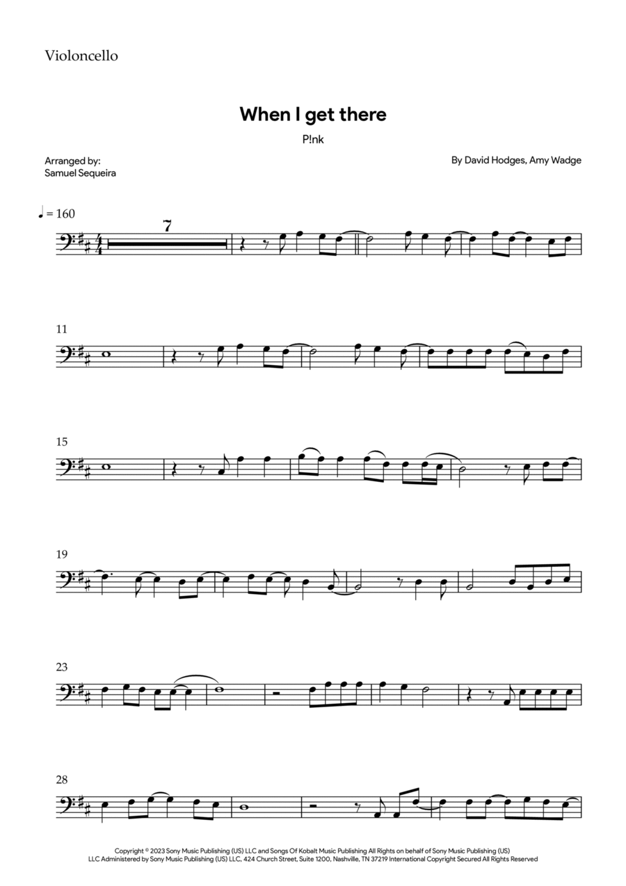 When I Get There Cello Solo scores gallery preview page 1