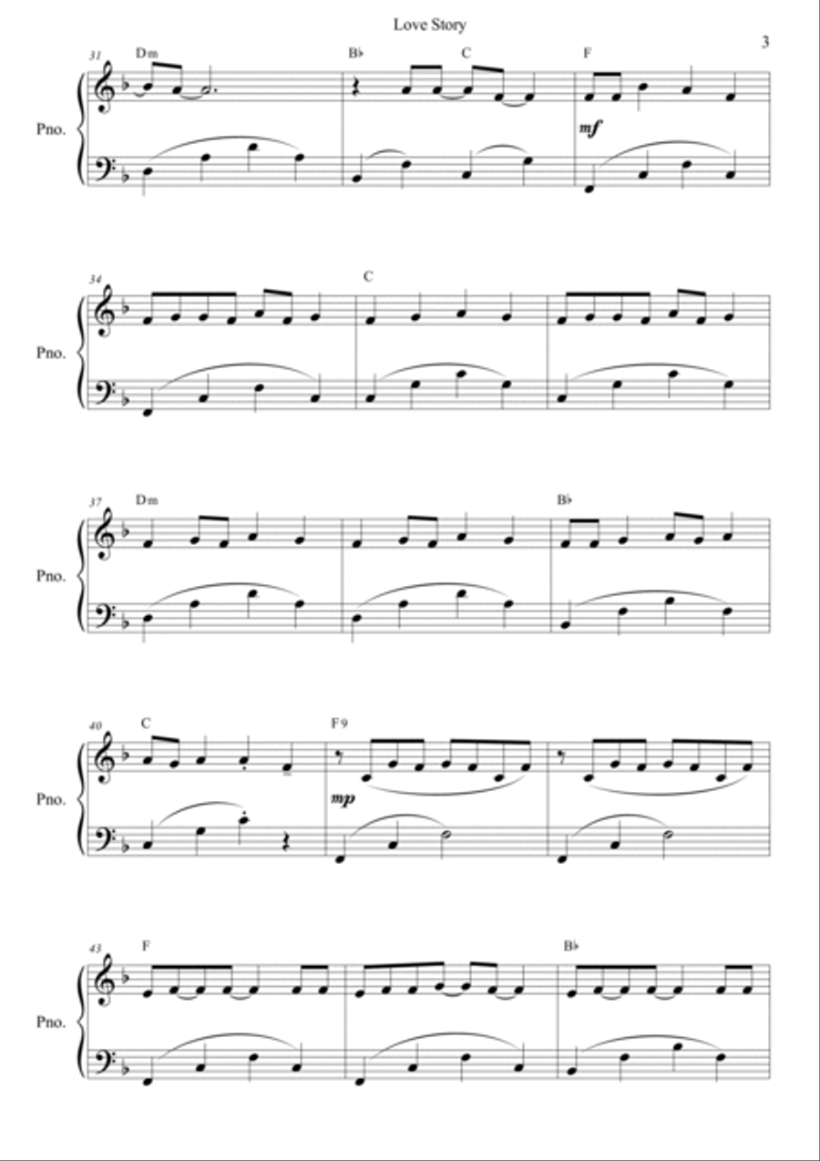 Love Story Love Story Piano Solo scores gallery preview page 3