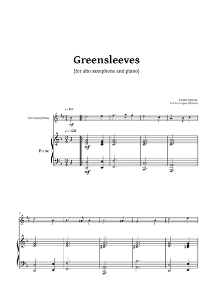 What Child Is This? (Greensleeves) - for alto saxophone and piano image number null