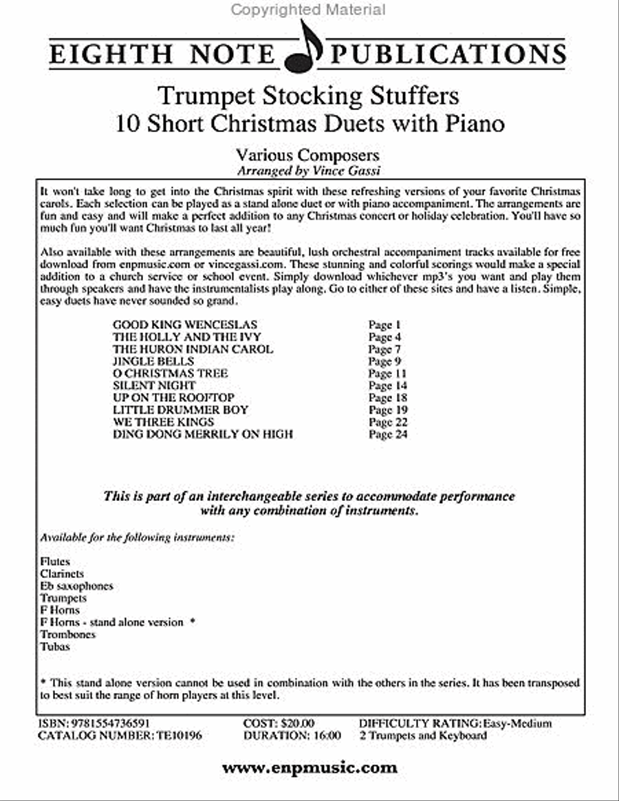 Stocking Stuffers for Trumpet Trumpet Duet scores gallery preview page 2