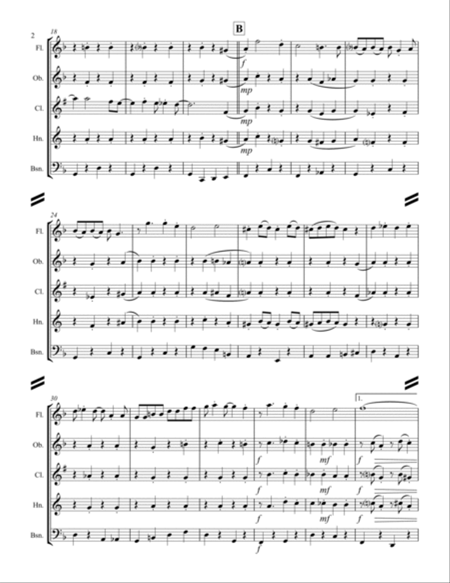 Sing-along Medley #2 (for Woodwind Quintet) Woodwind Quintet scores gallery preview page 3