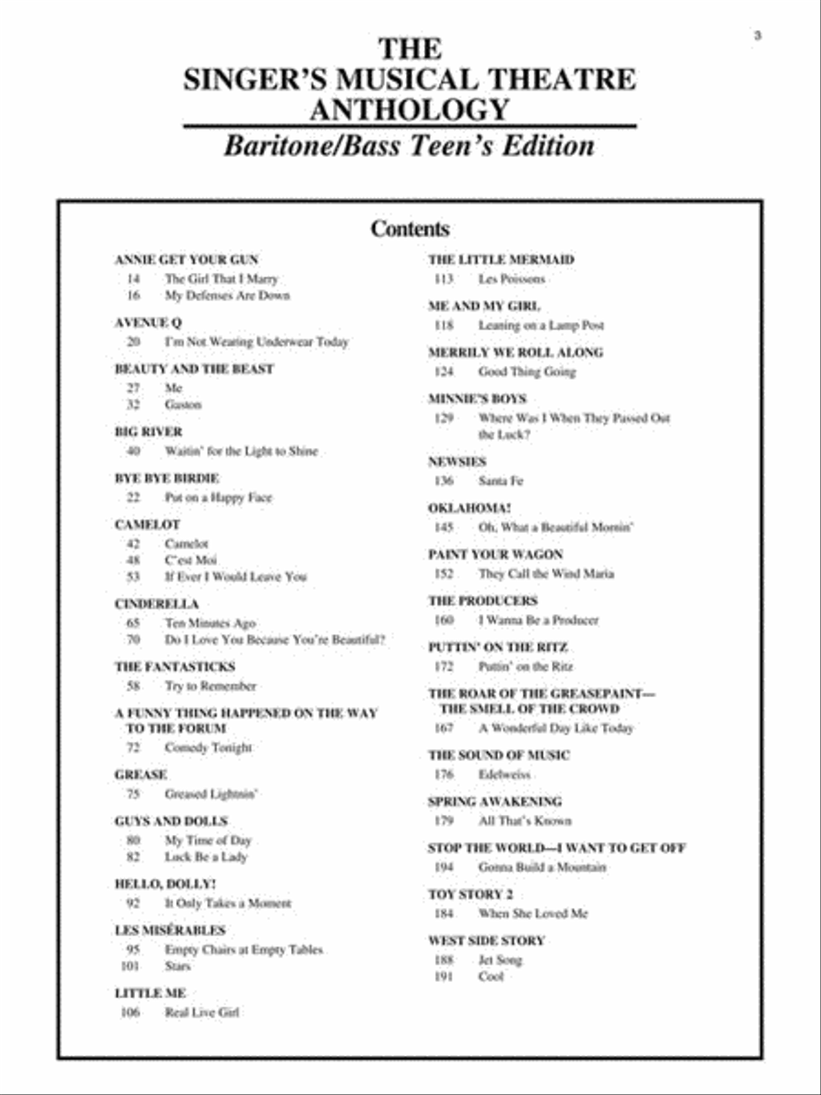 The Singer's Musical Theatre Anthology – Teen's Edition Baritone Voice scores gallery preview page 3