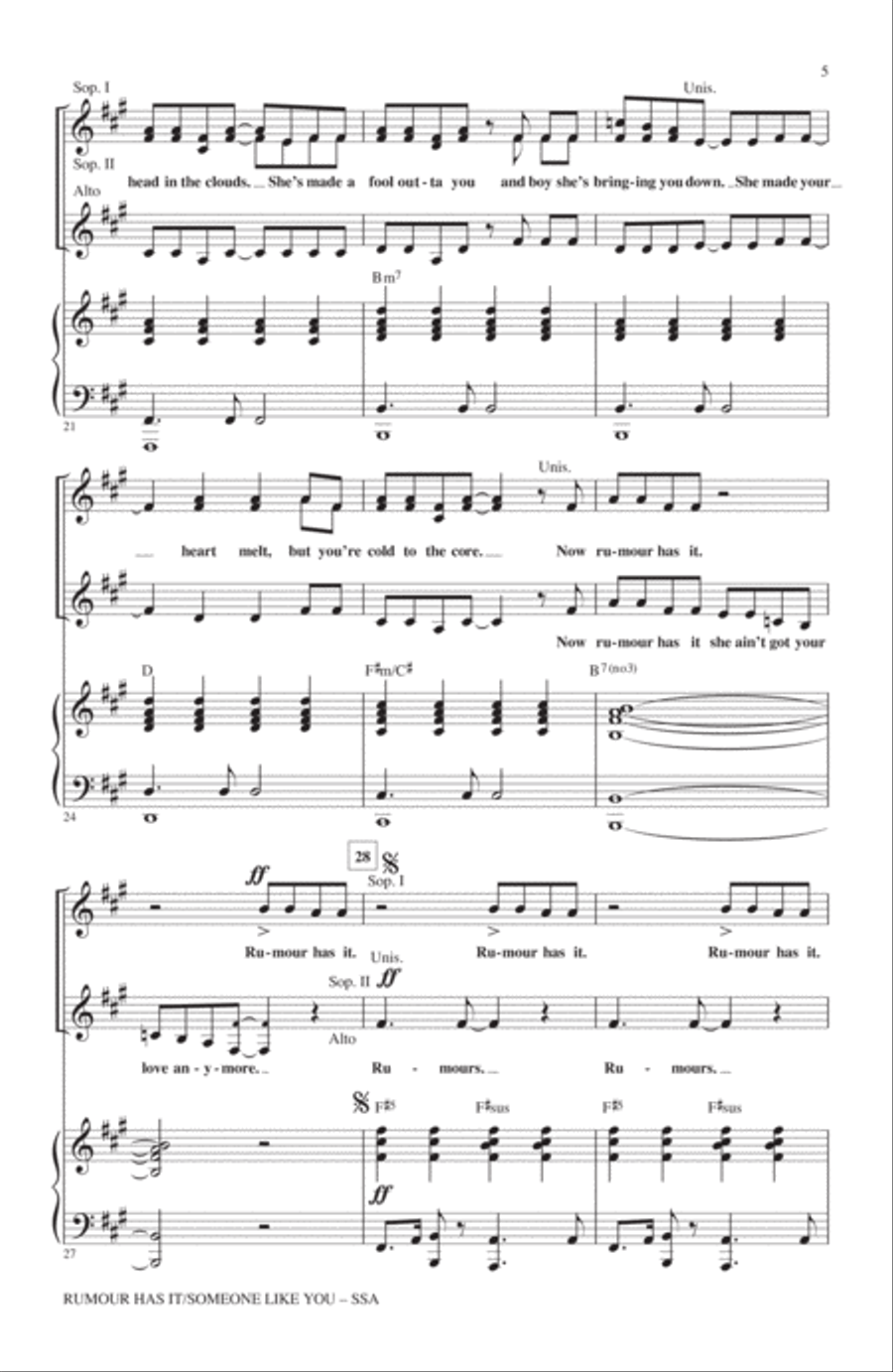 Rumour Has It / Someone Like You SSA scores gallery preview page 4