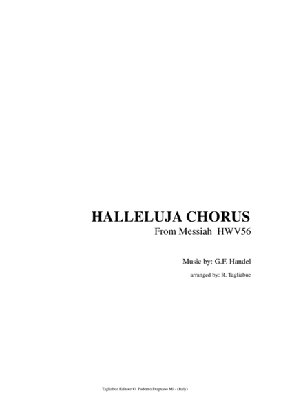HALLELUJA CHORUS - Handel - HWV56 Messiah - For SATB image number null