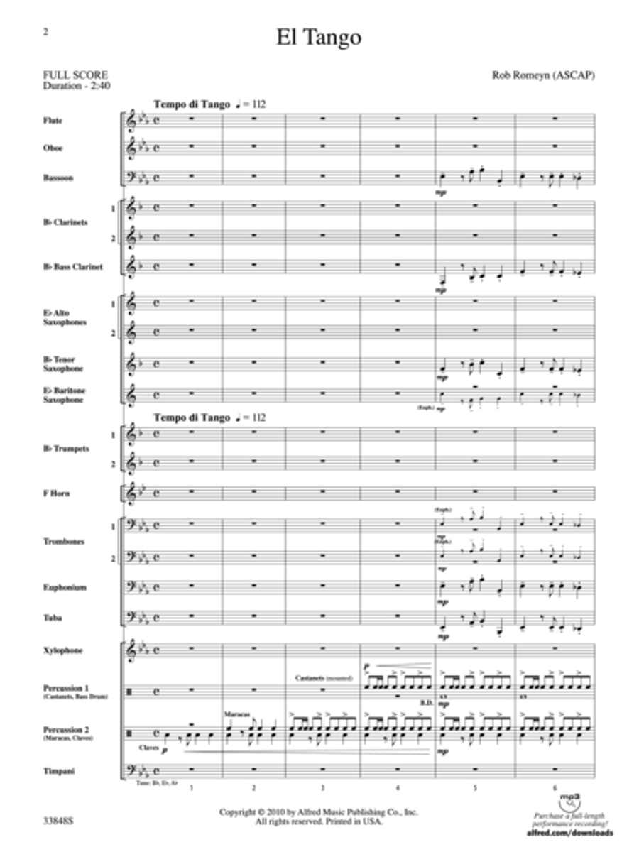 El Tango El Tango Concert Band scores gallery preview page 2
