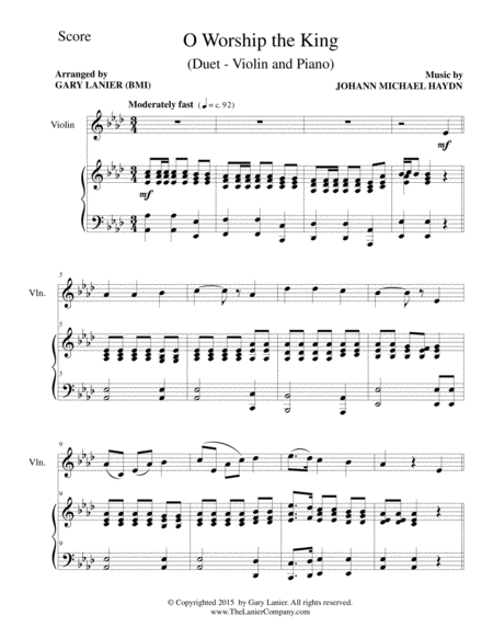 O WORSHIP THE KING (Duet – Violin and Piano/Score and Parts) image number null