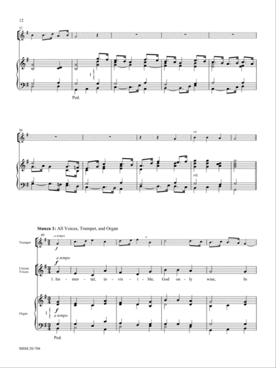 Immortal, Invisible, God Only Wise (St. Denio) 4-Part scores gallery preview page 3