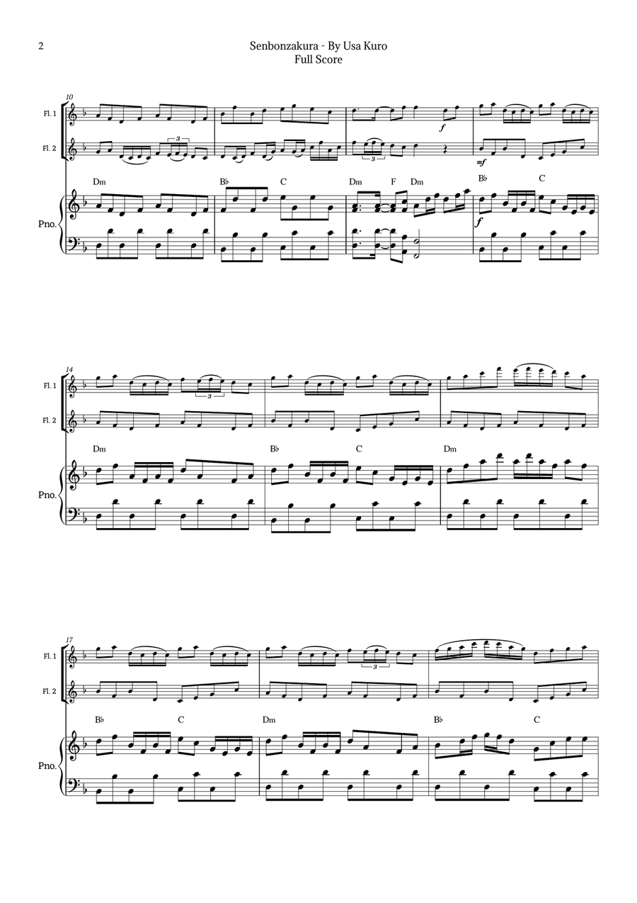 Senbonzakura Flute Duet scores gallery preview page 2