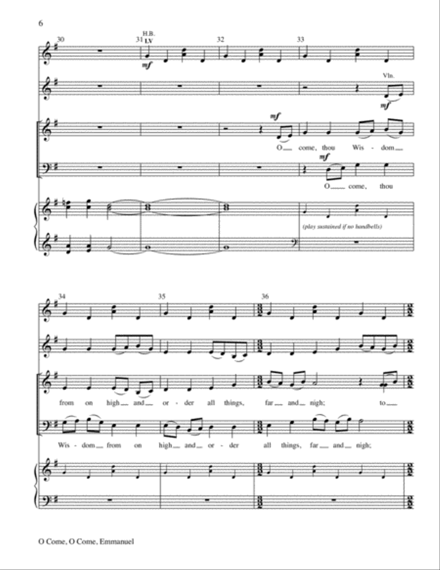 O Come, O Come, Emmanuel O Come, O Come, Emmanuel Handbell Choir scores gallery preview page 6