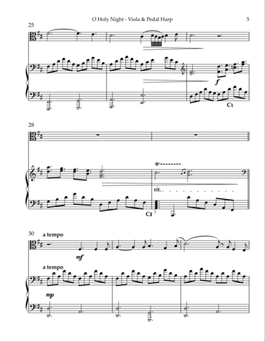 O Holy Night, Duet for Viola & Pedal Harp