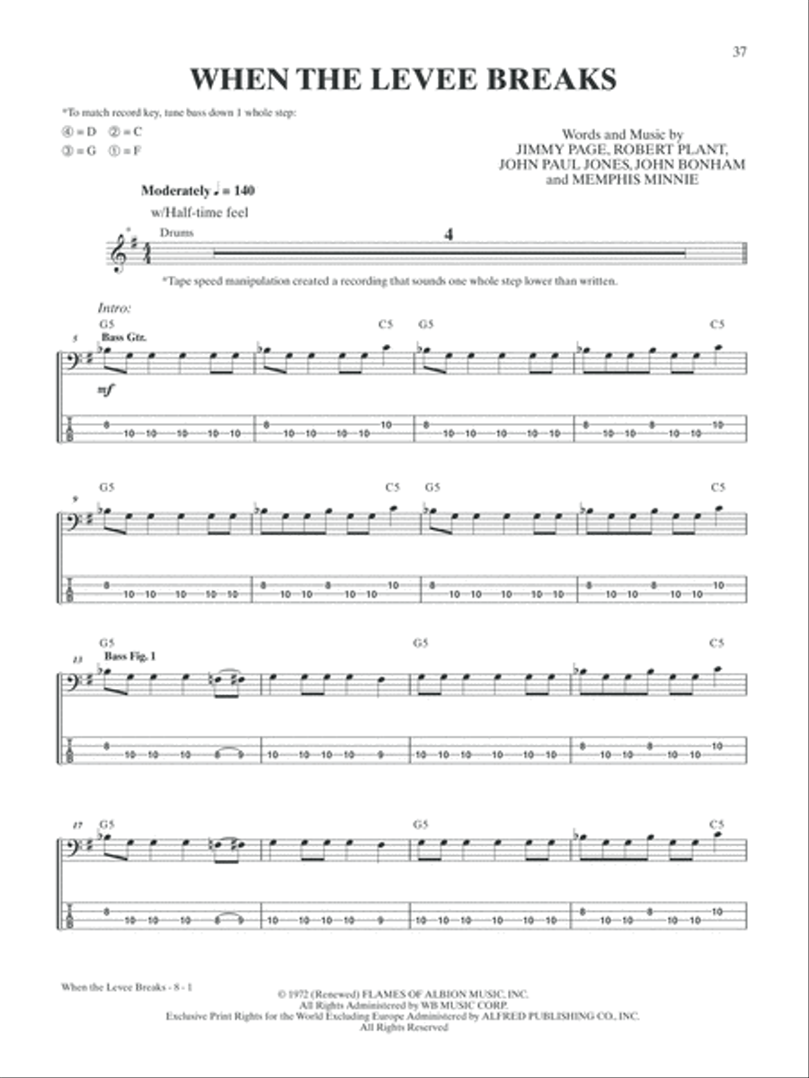 Led Zeppelin -- Untitled (IV) Platinum Bass Guitar Bass Guitar Tablature scores gallery preview page 5