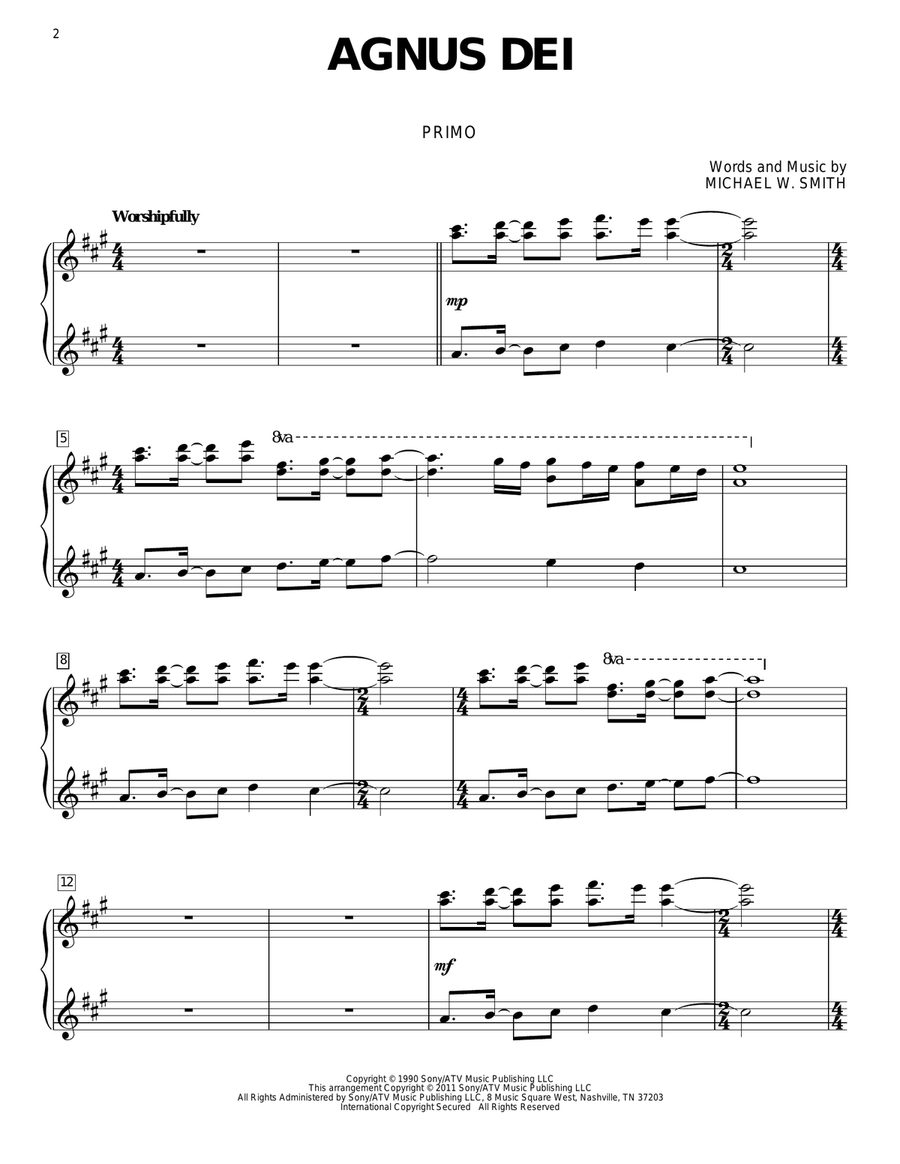 Agnus Dei Agnus Dei Piano Duet scores gallery preview page 2