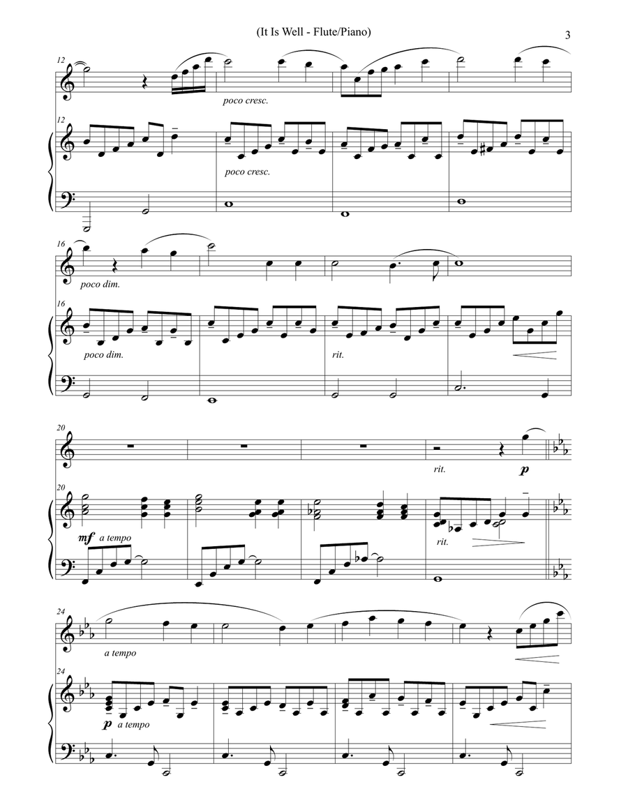 It Is Well With My Soul (Solo Flute, Piano) Flute Solo scores gallery preview page 3