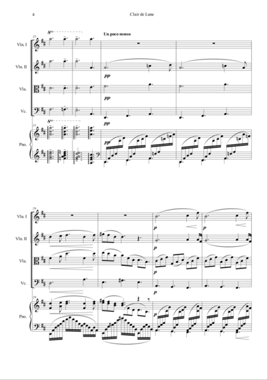 Clair de Lune in D Piano Quintet scores gallery preview page 4