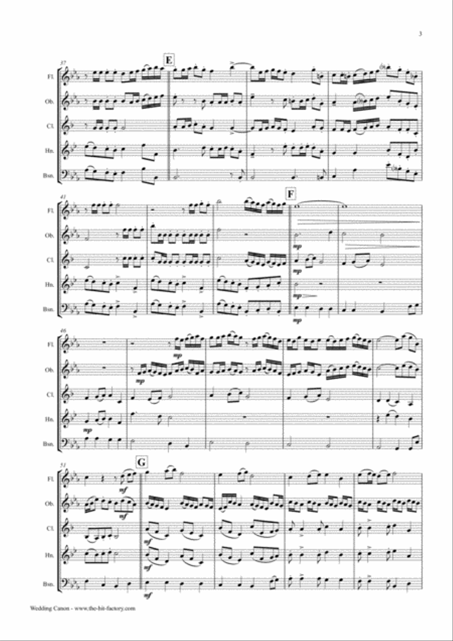Wedding Canon - Festive Concert Piece - Wind Quintet Woodwind Quintet scores gallery preview page 3
