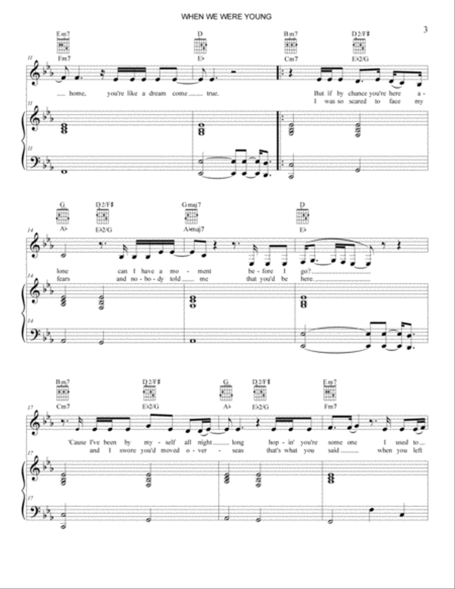 When We Were Young Piano, Vocal, Guitar scores gallery preview page 3