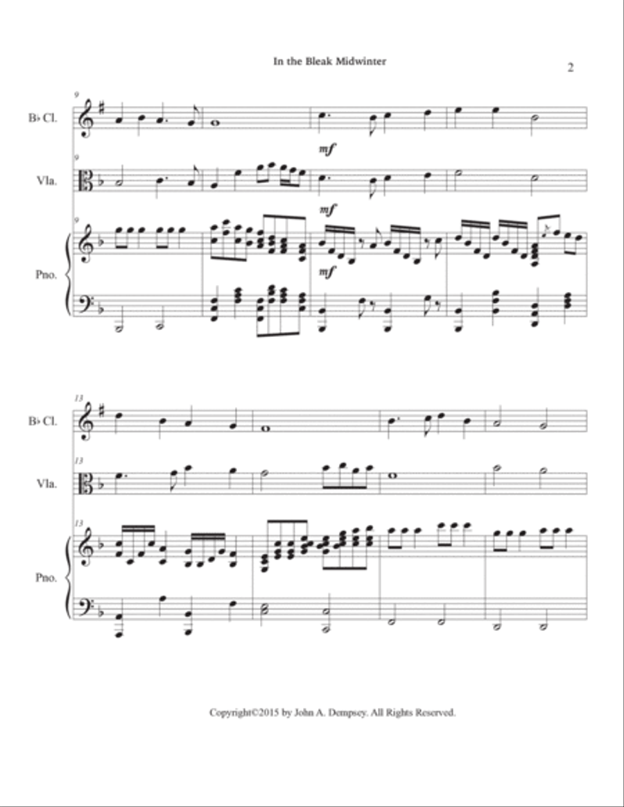 In the Bleak Midwinter (Trio for Clarinet, Viola and Piano) Clarinet scores gallery preview page 6