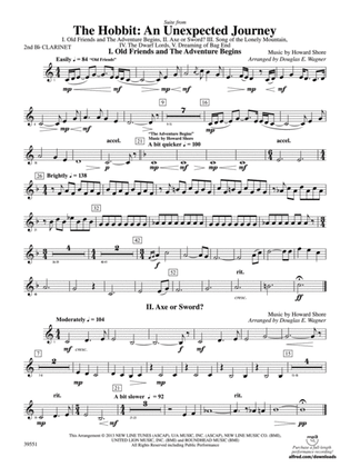 The Hobbit: An Unexpected Journey, Suite from: 2nd B-flat Clarinet
