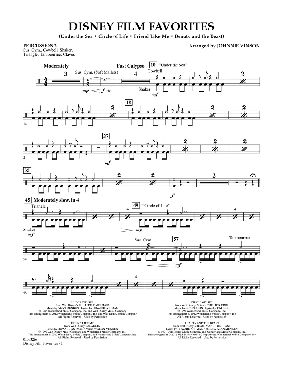 Disney Film Favorites - Percussion 2 Concert Band scores gallery preview page 1