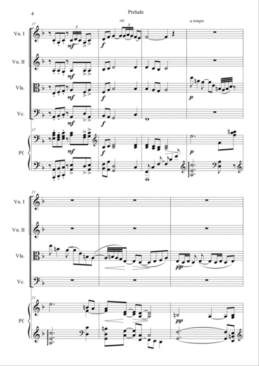Prelude from Bergamasuqe Suite Piano Quintet scores gallery preview page 4