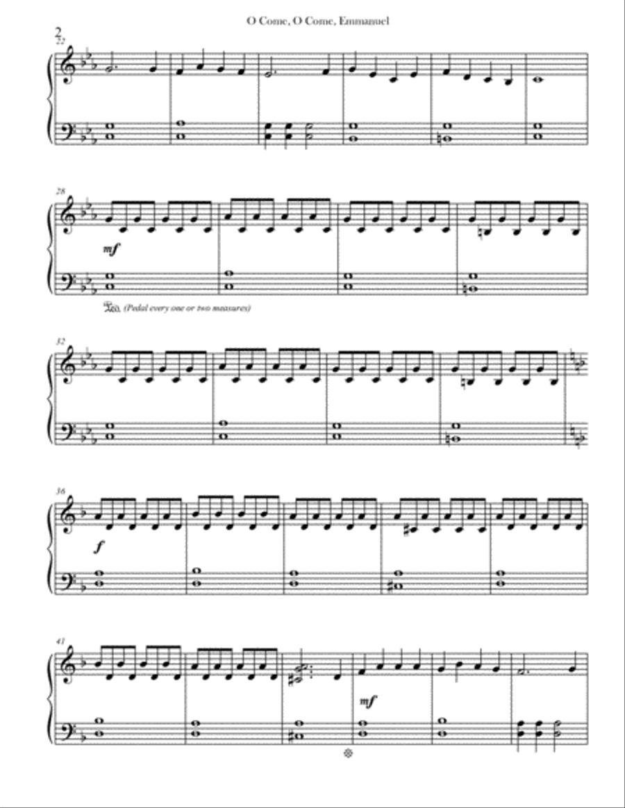 O Come, O Come, Emmanuel O Come, O Come, Emmanuel Piano Solo scores gallery preview page 2