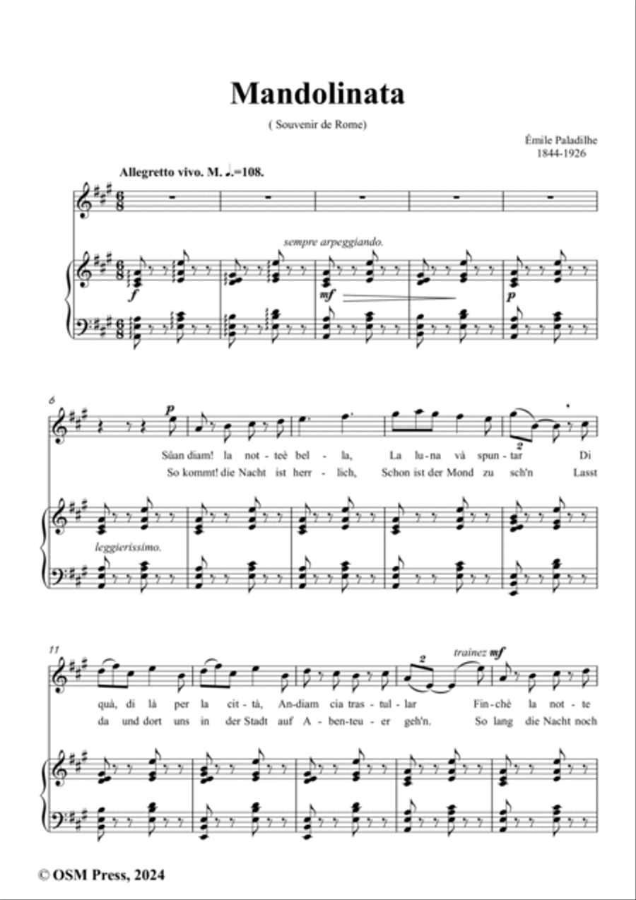 Paladilhe-Mandolinata( Souvenir de Rome),in A Major Voice scores gallery preview page 2