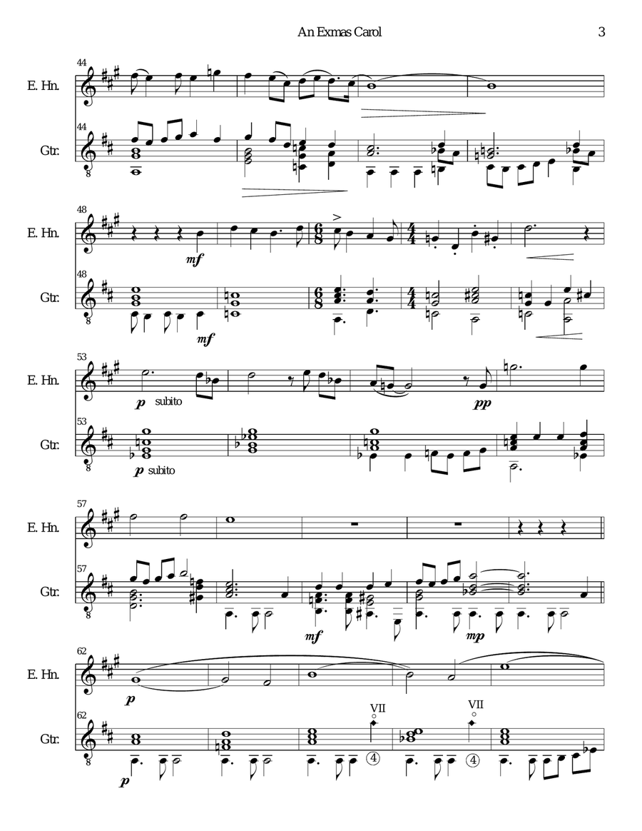 An Exmas Carol for cor anglais and guitar English Horn scores gallery preview page 3