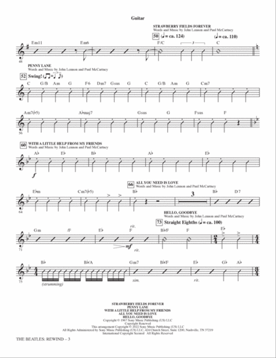 The Beatles: Rewind (Medley) (arr. Mark Brymer) - Guitar Choir scores gallery preview page 3