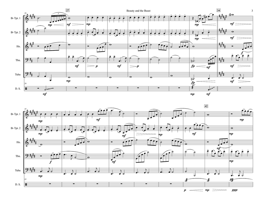 Beauty And The Beast Brass Ensemble scores gallery preview page 3