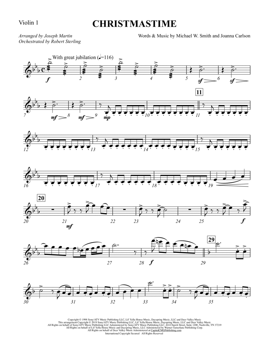 Christmastime (arr. Joseph M. Martin) - Violin 1