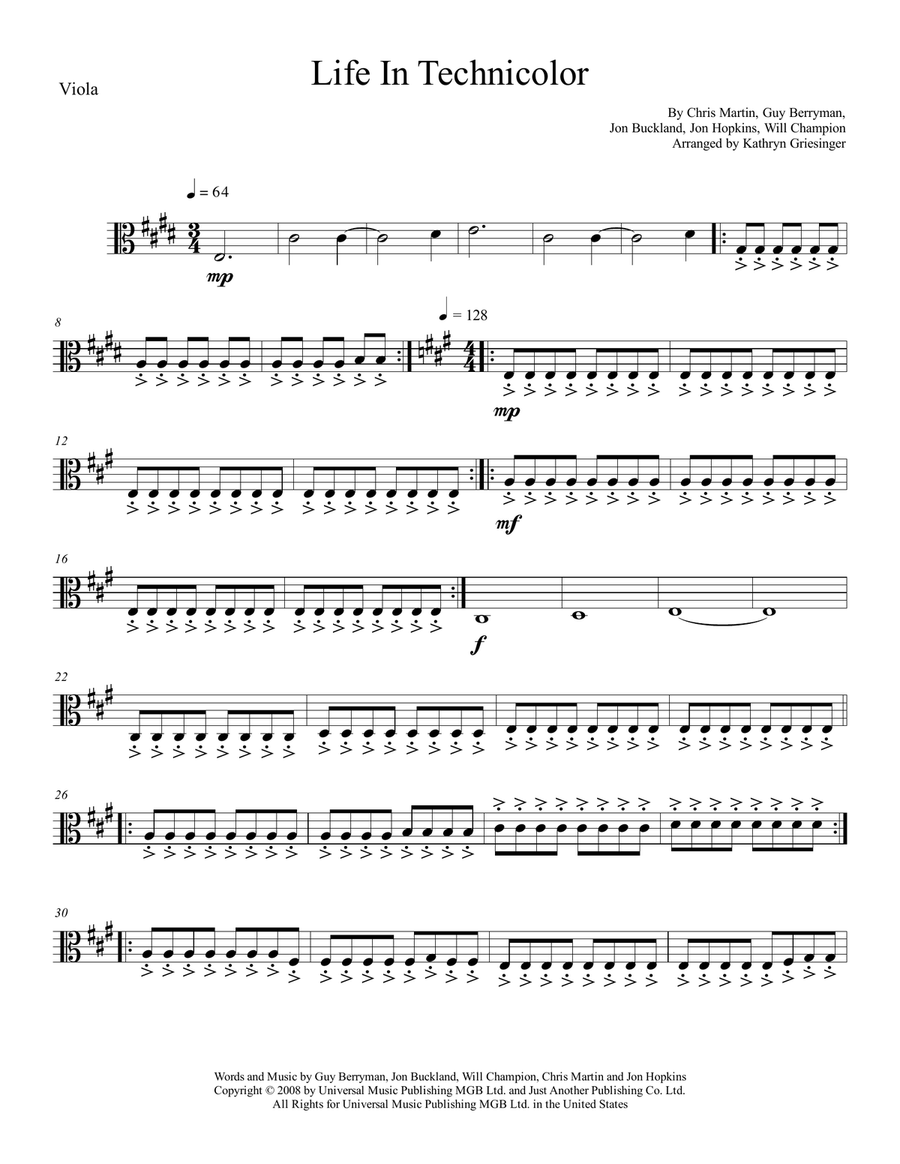 Life In Technicolor String Quartet scores gallery preview page 3