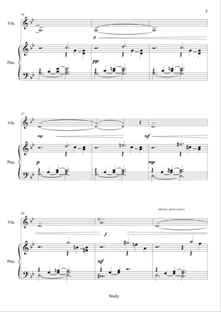 Study - a piece for solo violin and piano Violin Solo scores gallery preview page 5