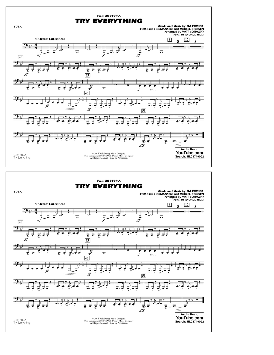Try Everything (from Zootopia) - Tuba
