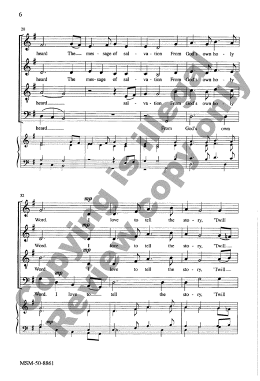 I Love to Tell the Story 4-Part scores gallery preview page 6