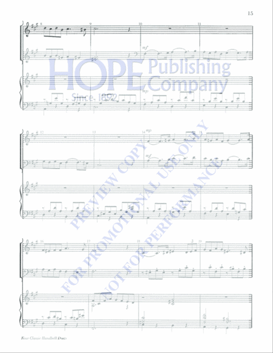 Four Classic Handbell Duets Percussion scores gallery preview page 15