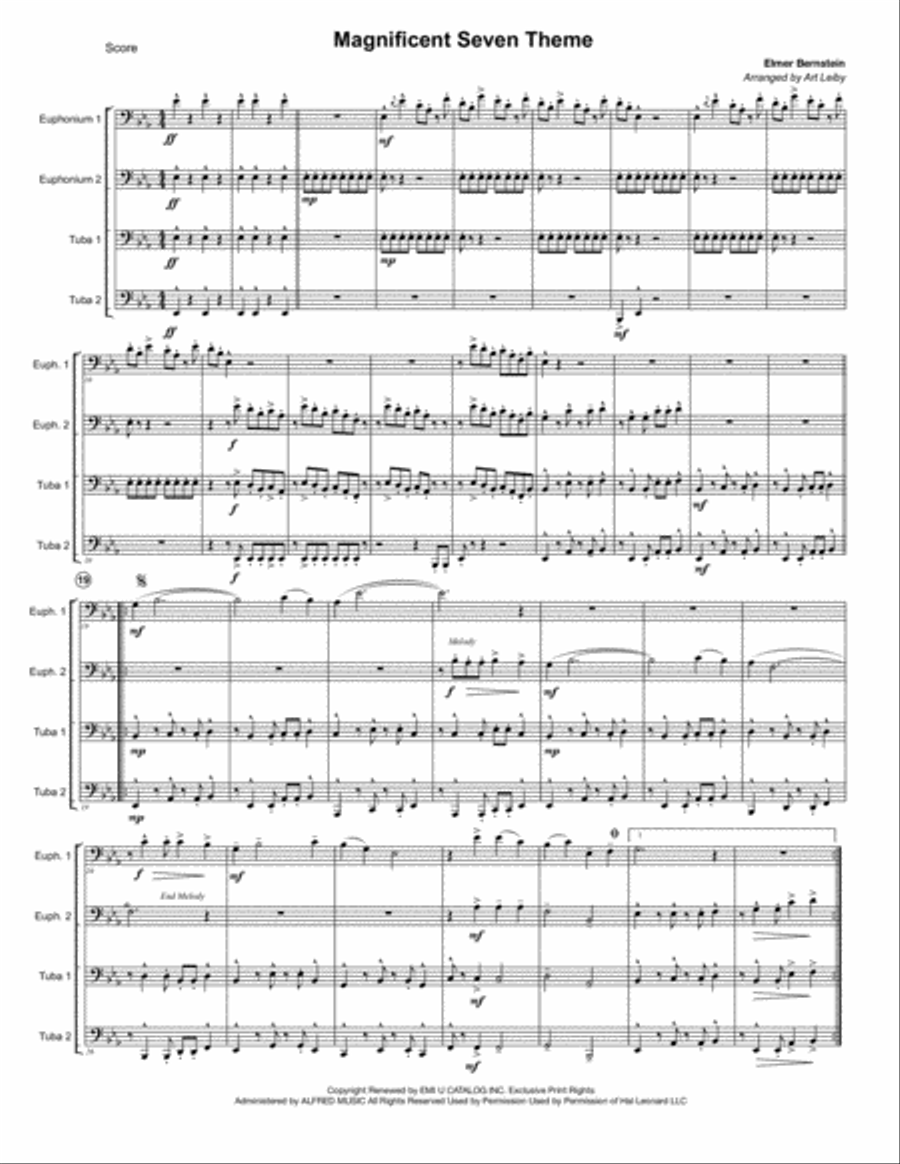 The Magnificent Seven The Magnificent Seven Brass Ensemble scores gallery preview page 1