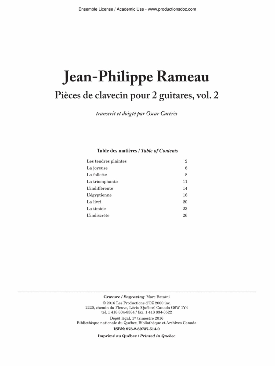 Pièces de clavecin pour 2 guitares, vol. 2 Classical Guitar scores gallery preview page 1