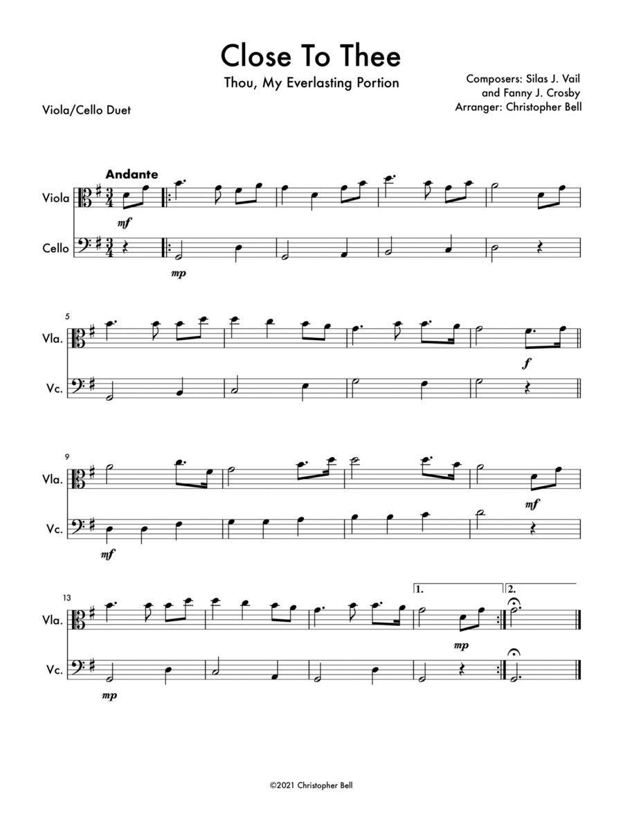Close To Thee - Viola/Cello Duet String Duet scores gallery preview page 1