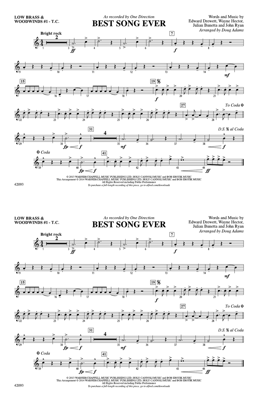 Best Song Ever: Low Brass & Woodwinds #1 - Treble Clef