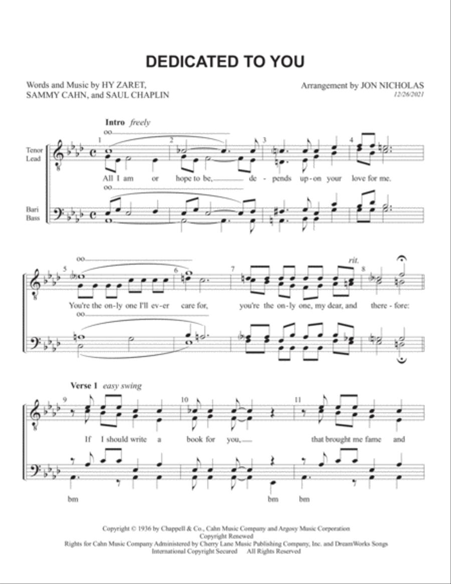 Dedicated To You Dedicated To You TTBB scores gallery preview page 1