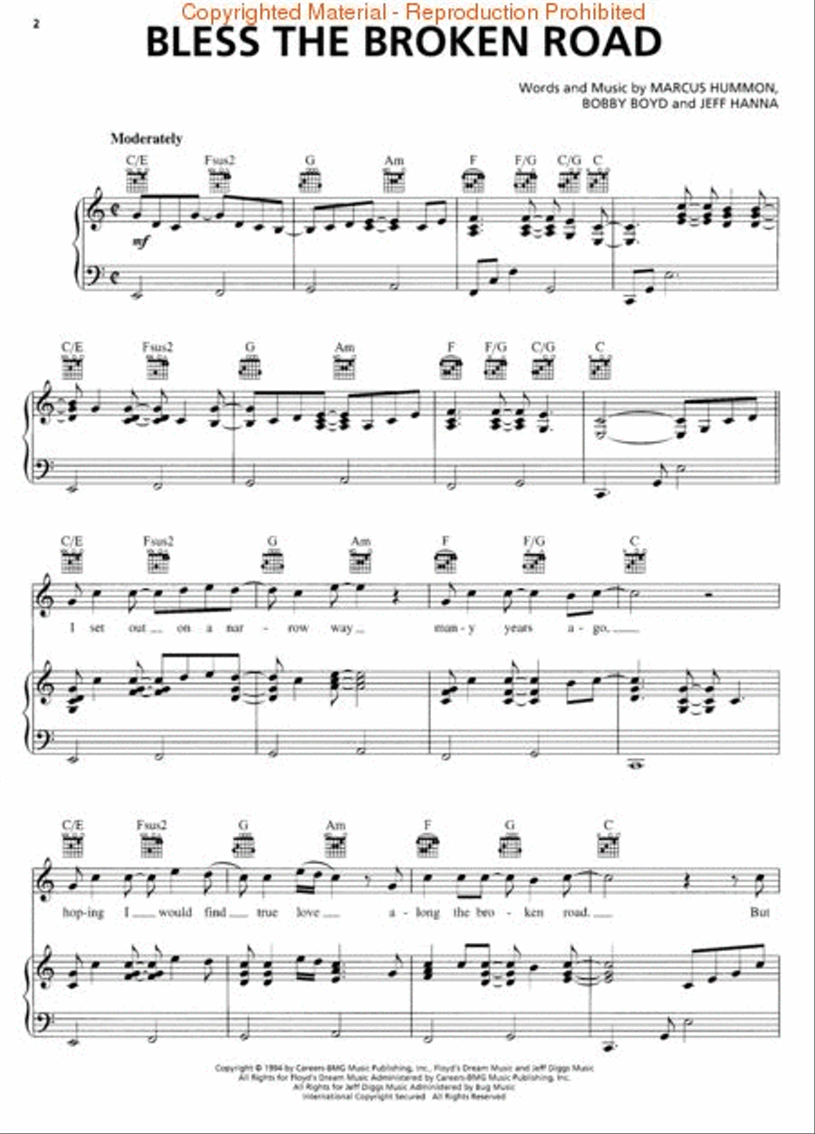 Bless the Broken Road Piano, Vocal, Guitar scores gallery preview page 2