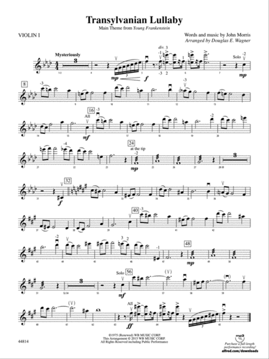 Transylvanian Lullaby: 1st Violin String Orchestra scores gallery preview page 1