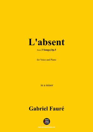 Book cover for G. Fauré-L'absent,in a minor,Op.5 No.3
