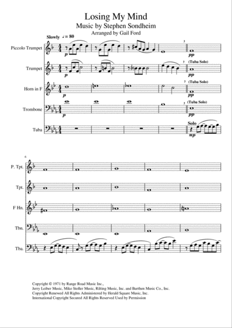 Losing My Mind Brass Ensemble scores gallery preview page 1