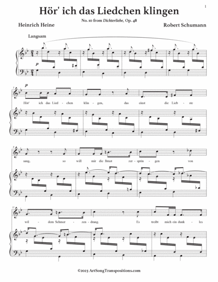 SCHUMANN: Hör' ich das Liedchen klingen, Op. 48 no. 10 (transposed to G minor)