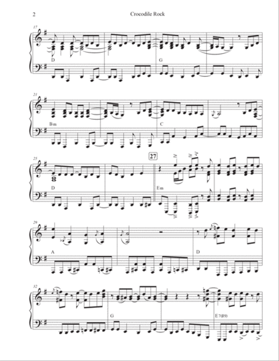 Crocodile Rock Piano Solo scores gallery preview page 2