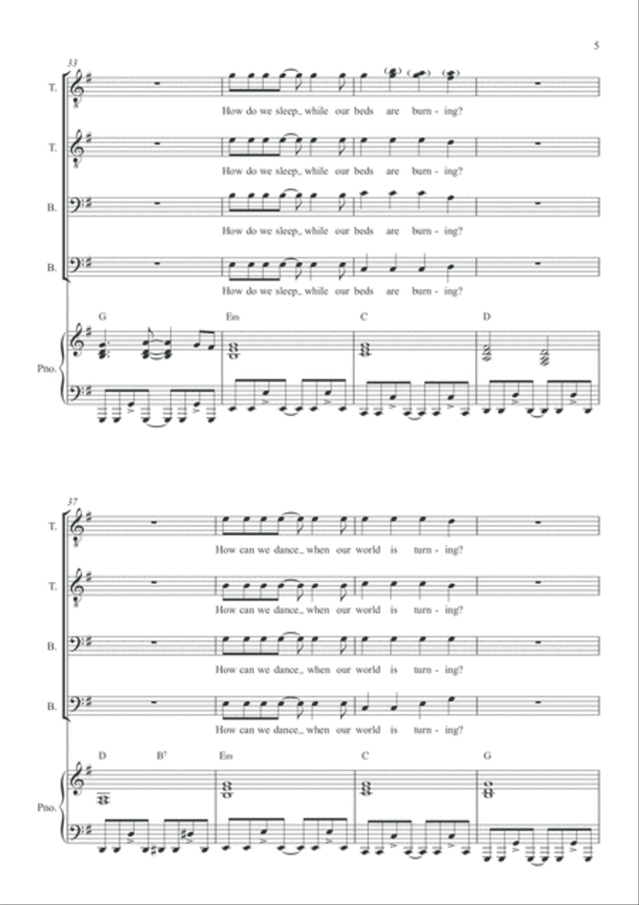 Beds Are Burning TTBB scores gallery preview page 6