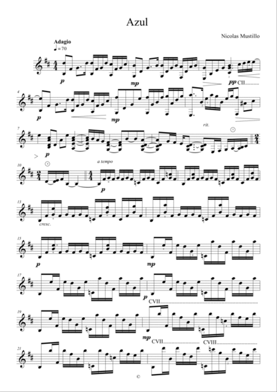 Azul Guitar Solo scores gallery preview page 2