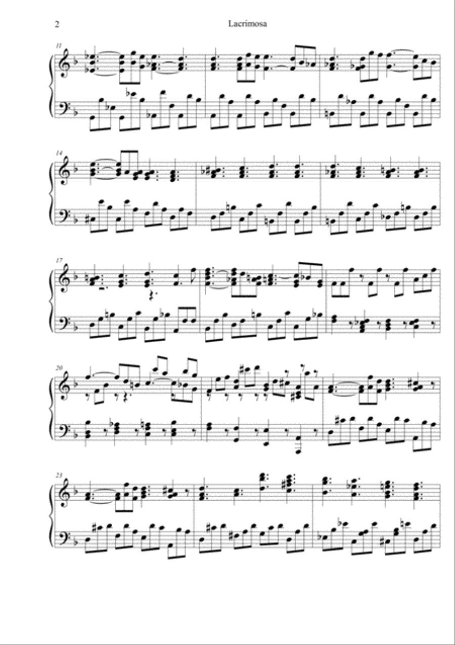 Lacrimosa (Mozart) Lacrimosa (Mozart) Piano Solo scores gallery preview page 2